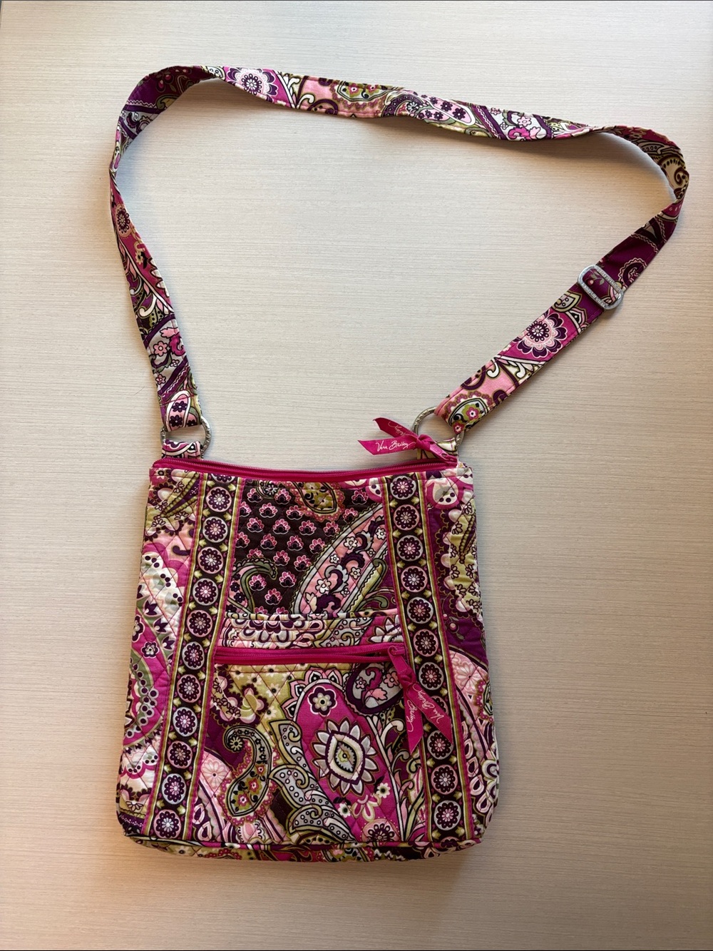 Vera Bradley Pink Paisley Quilted Crossbody Bag